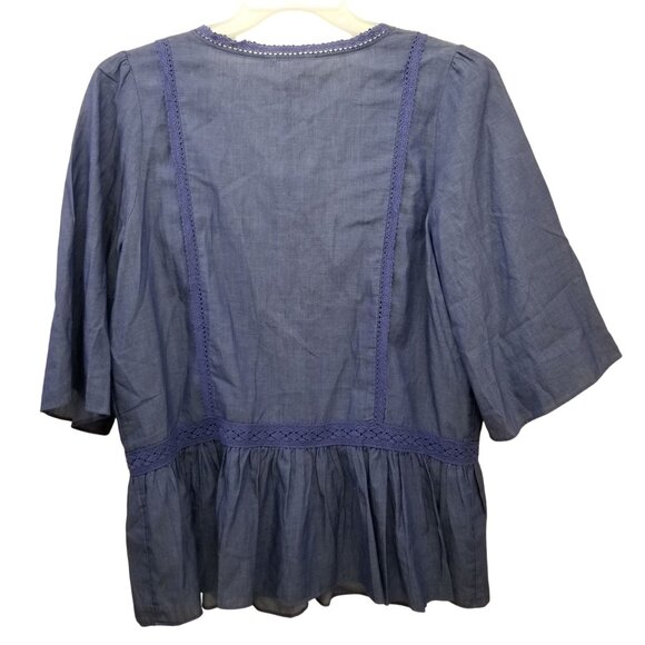 Matilda Jane Hour by Hour Chambray Blue Jacket L Spring Summer Lightweight - Picture 3 of 6